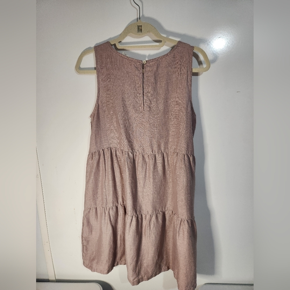 C&C Sleeveless Linen Tiered Dress in Mauve, Size Small - Picture 3 of 5